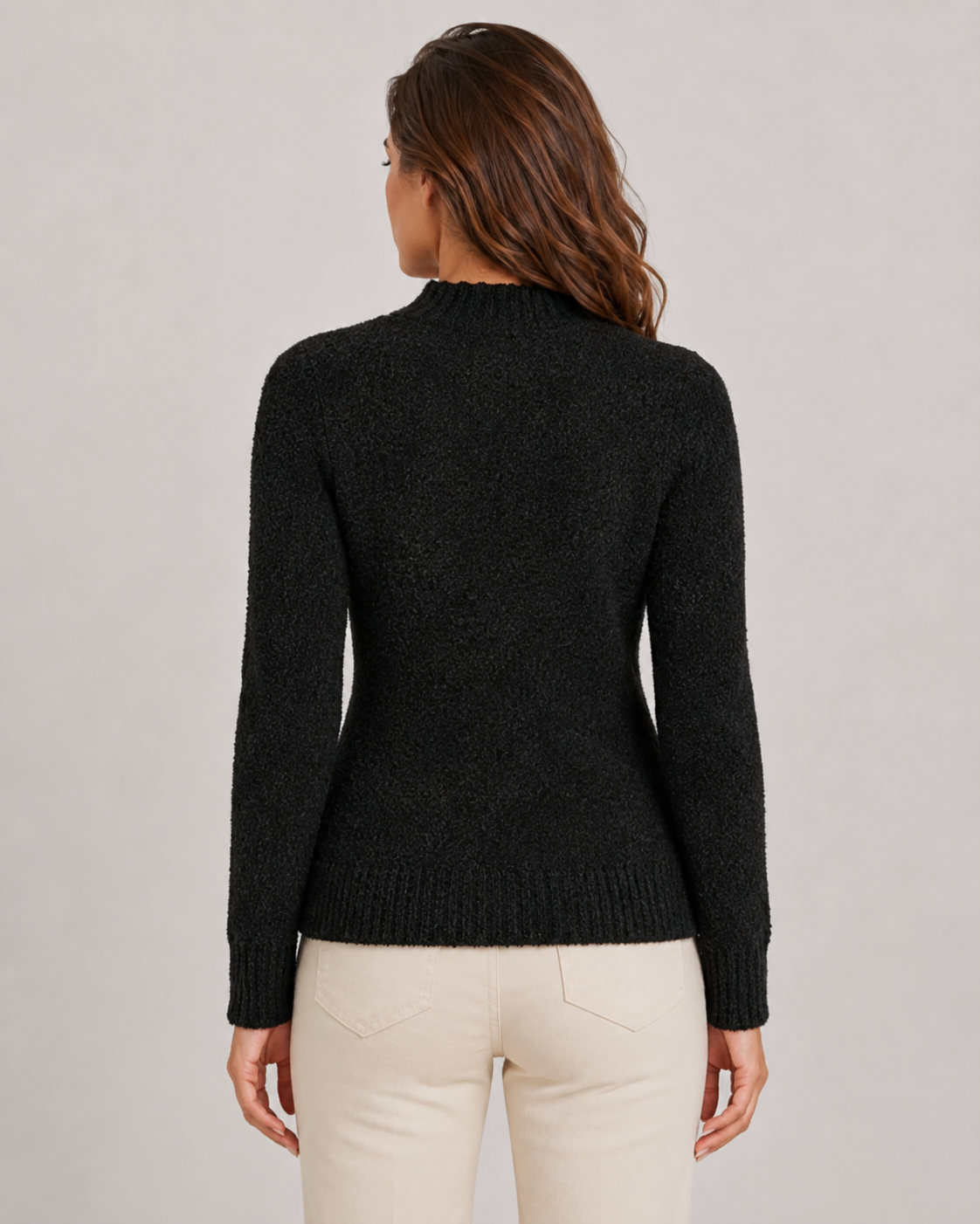 Faye | Fluffy Mock Neck Fitted Sweater