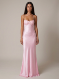 Margot | Beaded Satin Halter Maxi Dress