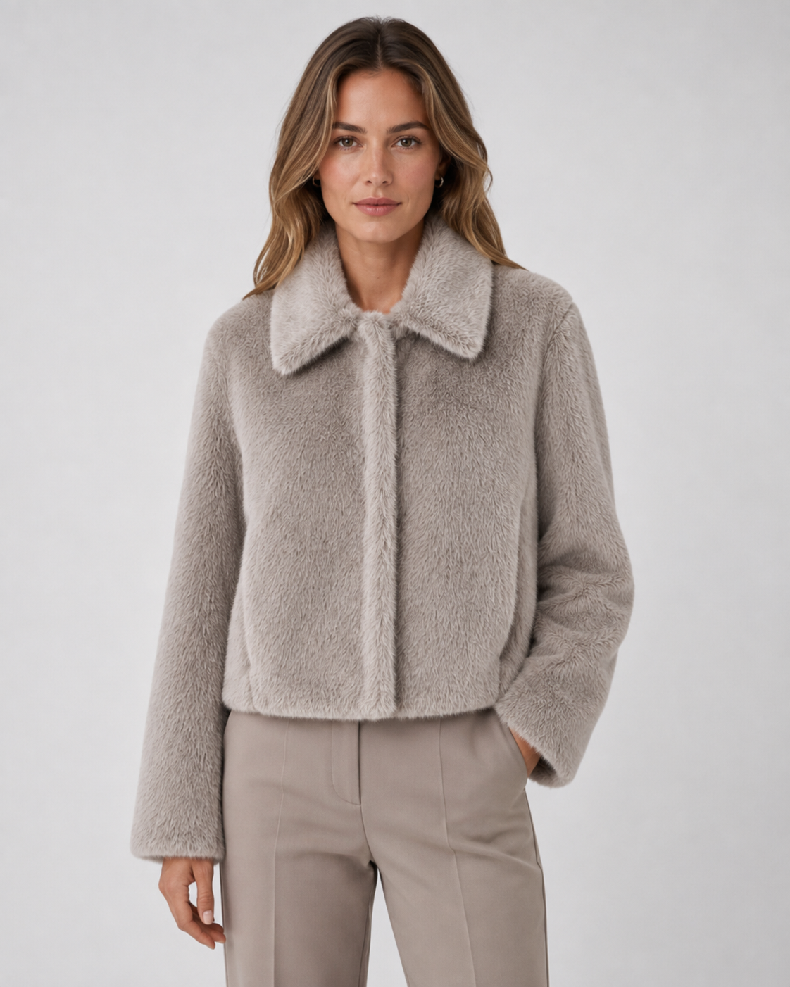 Carys | Cropped Wide Collar Fur Jacket