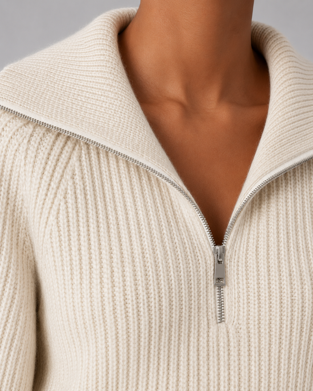 Lavinia | Cropped Half-Zip Funnel Neck Sweater