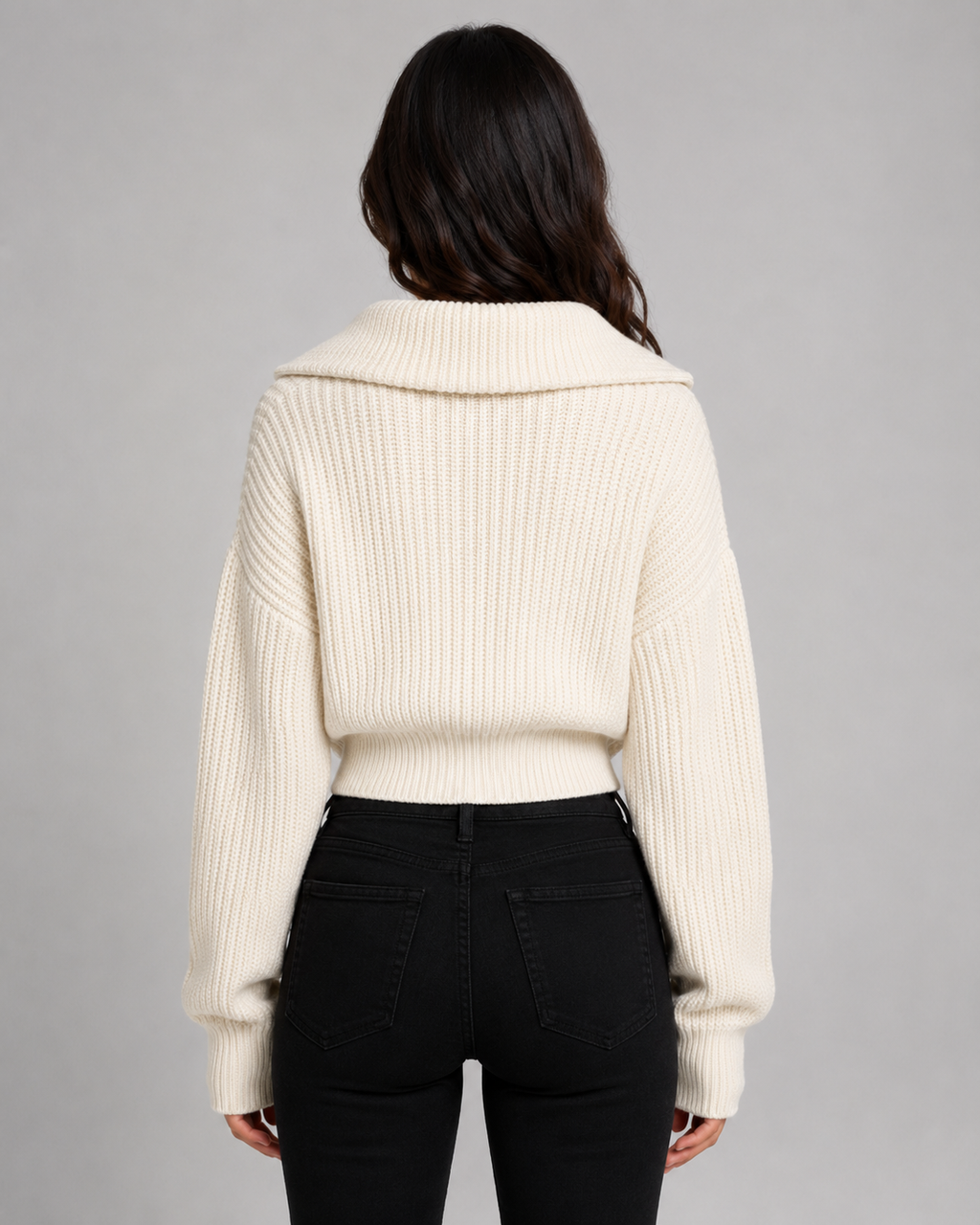 Lavinia | Cropped Half-Zip Funnel Neck Sweater