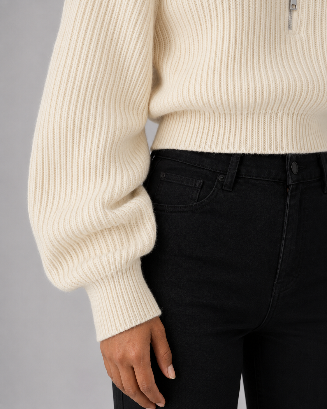 Lavinia | Cropped Half-Zip Funnel Neck Sweater