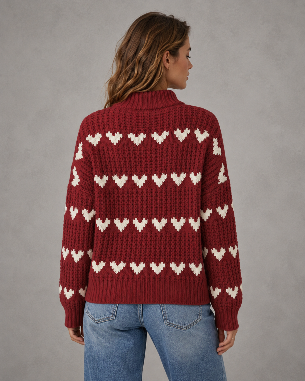 Cordelia | Heart Pattern Turtleneck Sweater