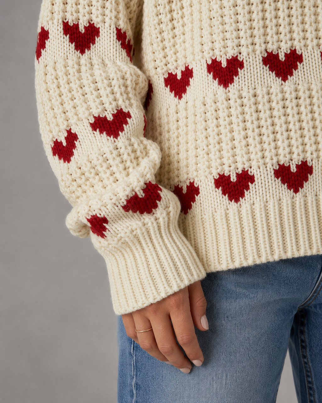 Cordelia | Heart Pattern Turtleneck Sweater