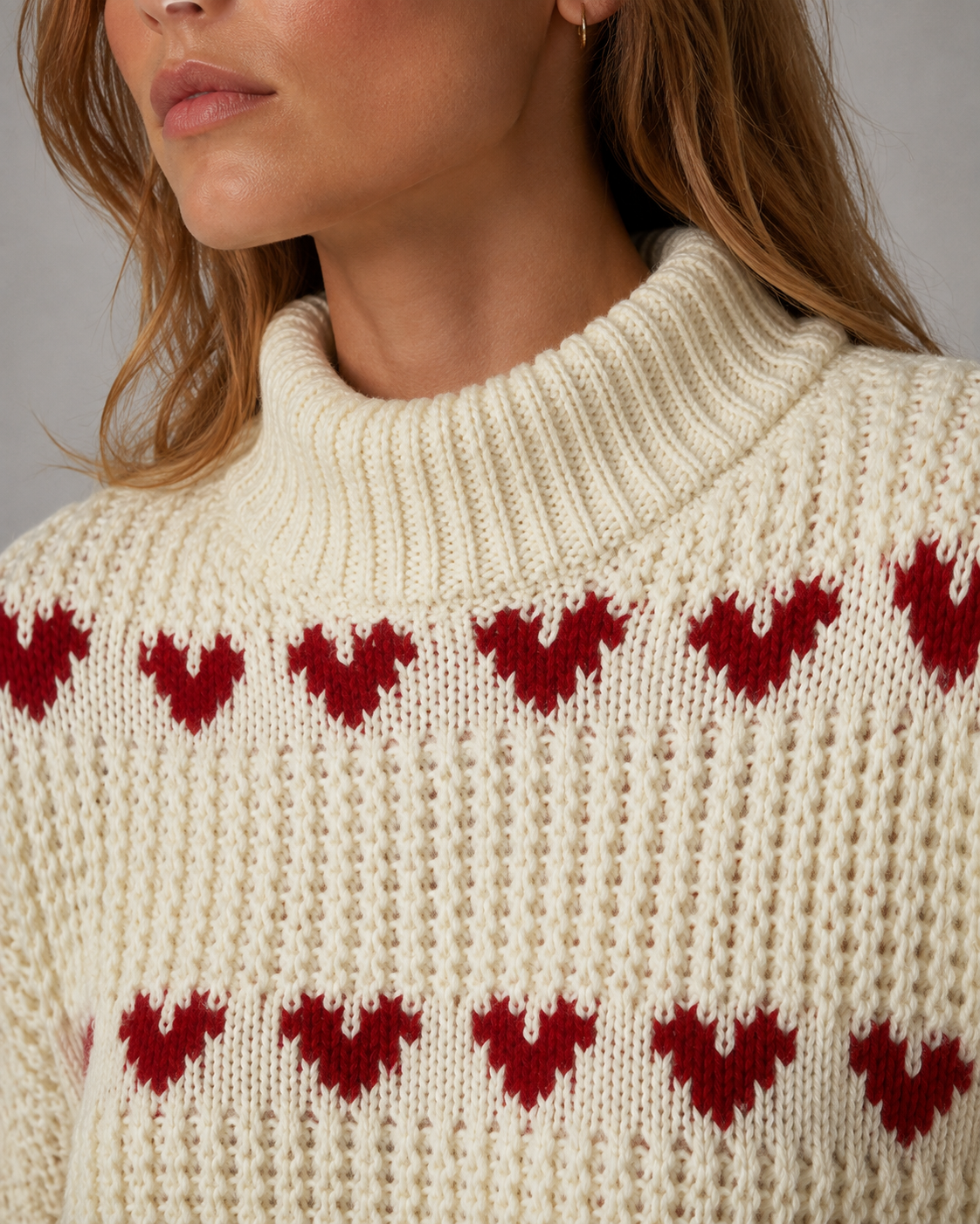 Cordelia | Heart Pattern Turtleneck Sweater
