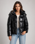 Kendra | Glossy Cropped Hooded Puffer Jacket