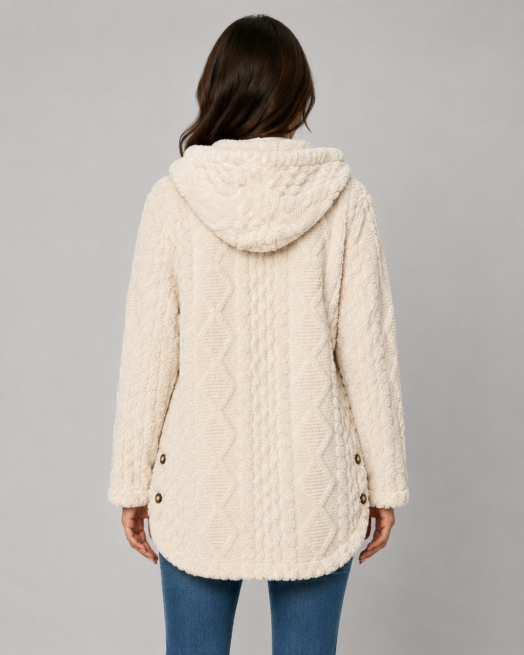 Adalyn | Hooded Teddy Fleece Cable Jacket