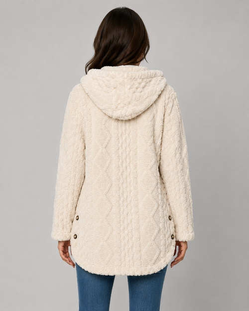 Adalyn | Hooded Teddy Fleece Cable Jacket