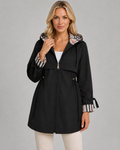 Nerissa | Check-Lined Hooded Trench Coat