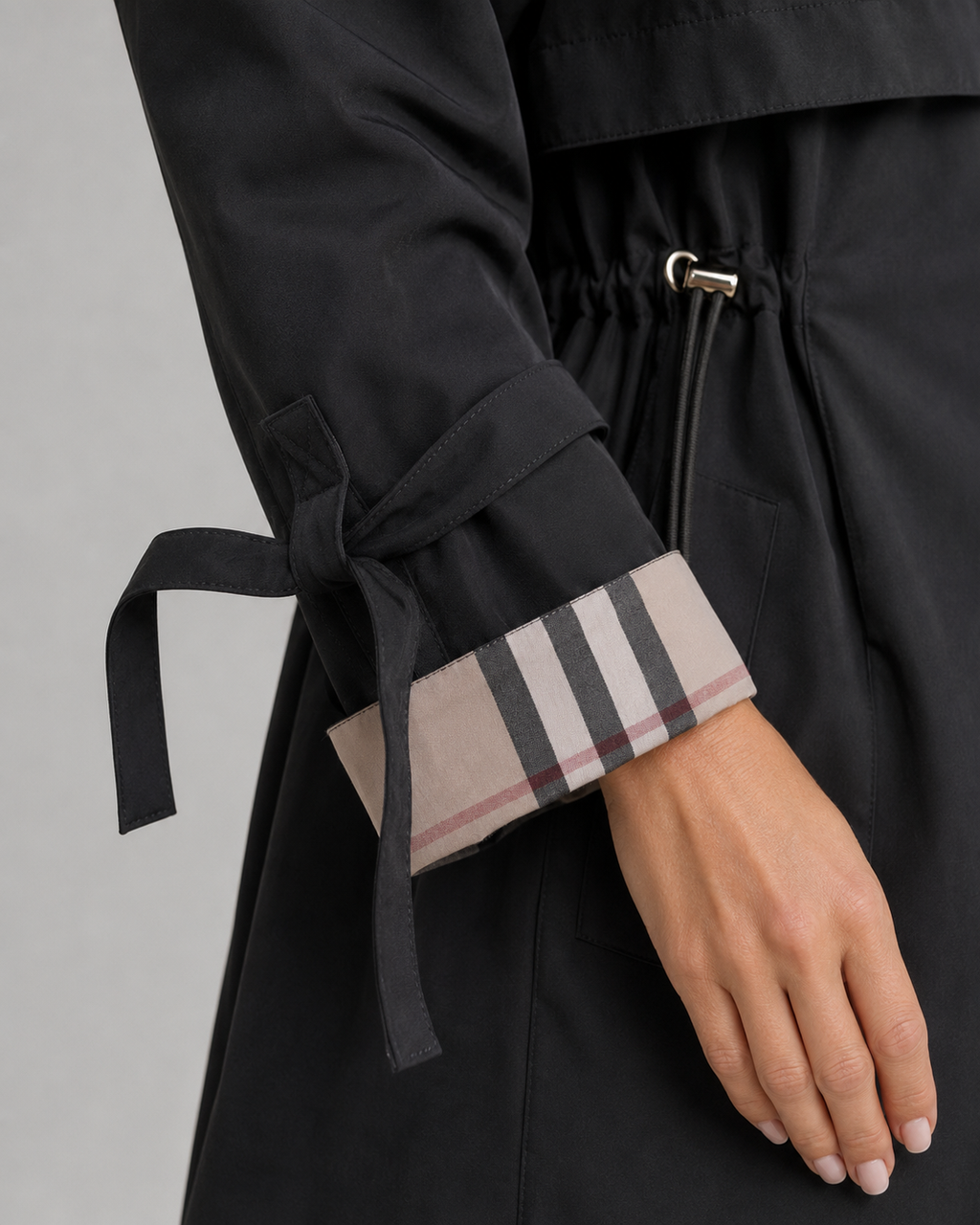Nerissa | Check-Lined Hooded Trench Coat