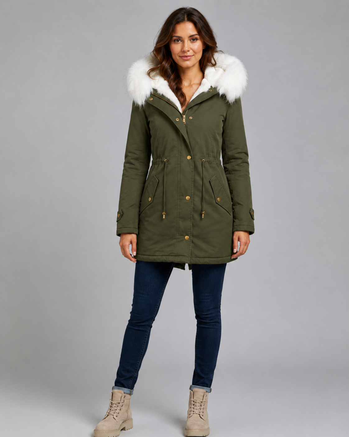 Renata | Fur-Trim Drawstring Waist Parka