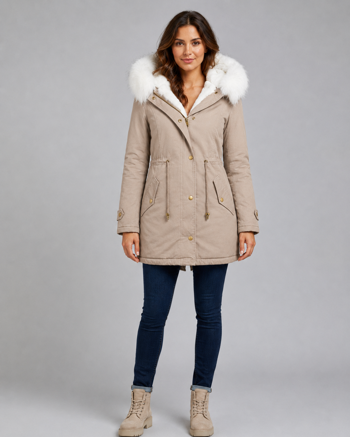 Renata | Fur-Trim Drawstring Waist Parka
