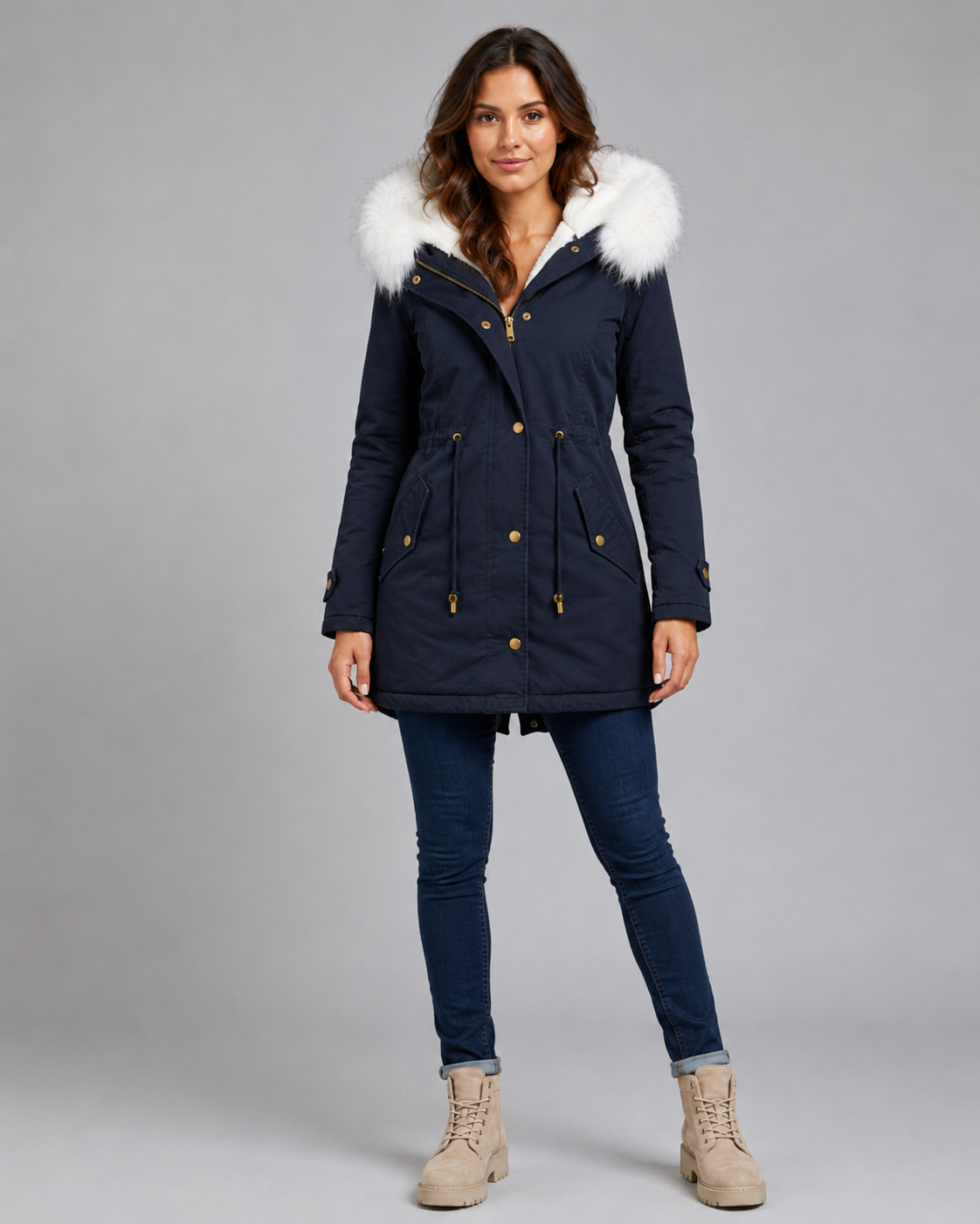 Renata | Fur-Trim Drawstring Waist Parka