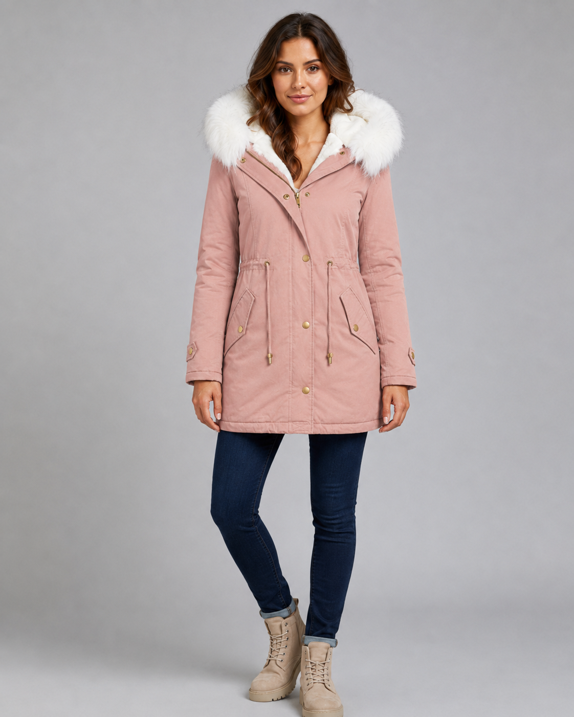 Renata | Fur-Trim Drawstring Waist Parka