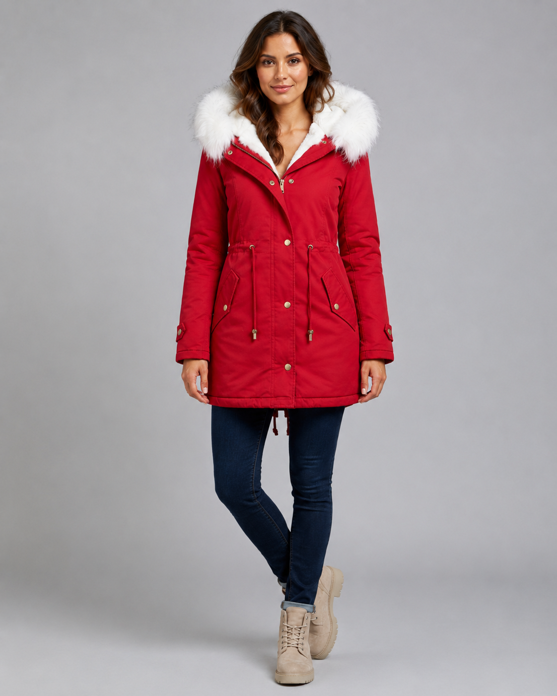 Renata | Fur-Trim Drawstring Waist Parka