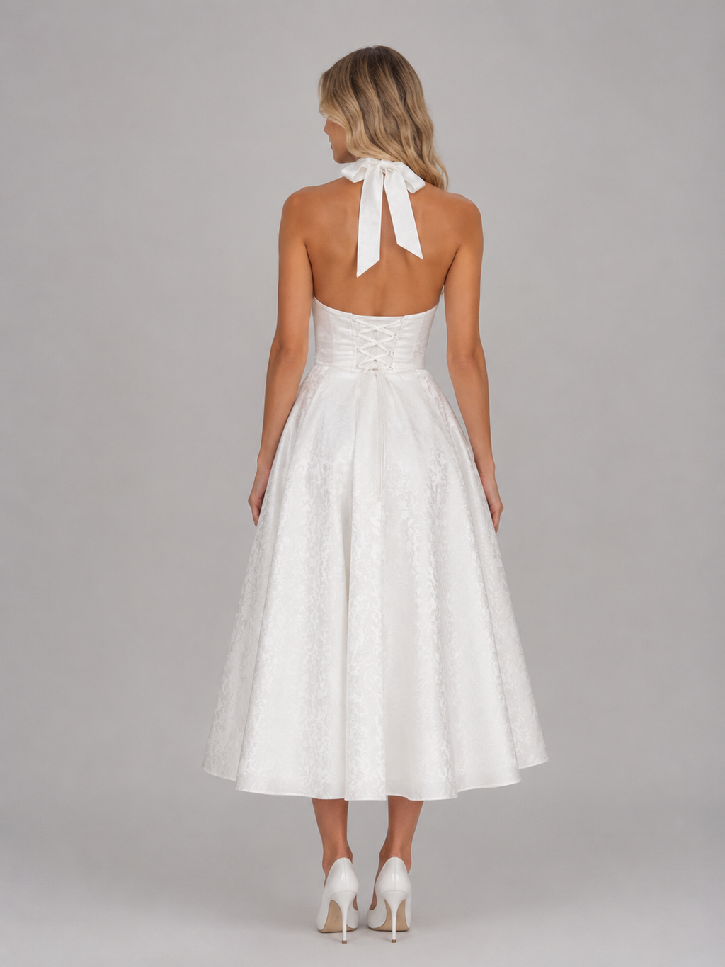 Harper | Jacquard Halter Midi Dress