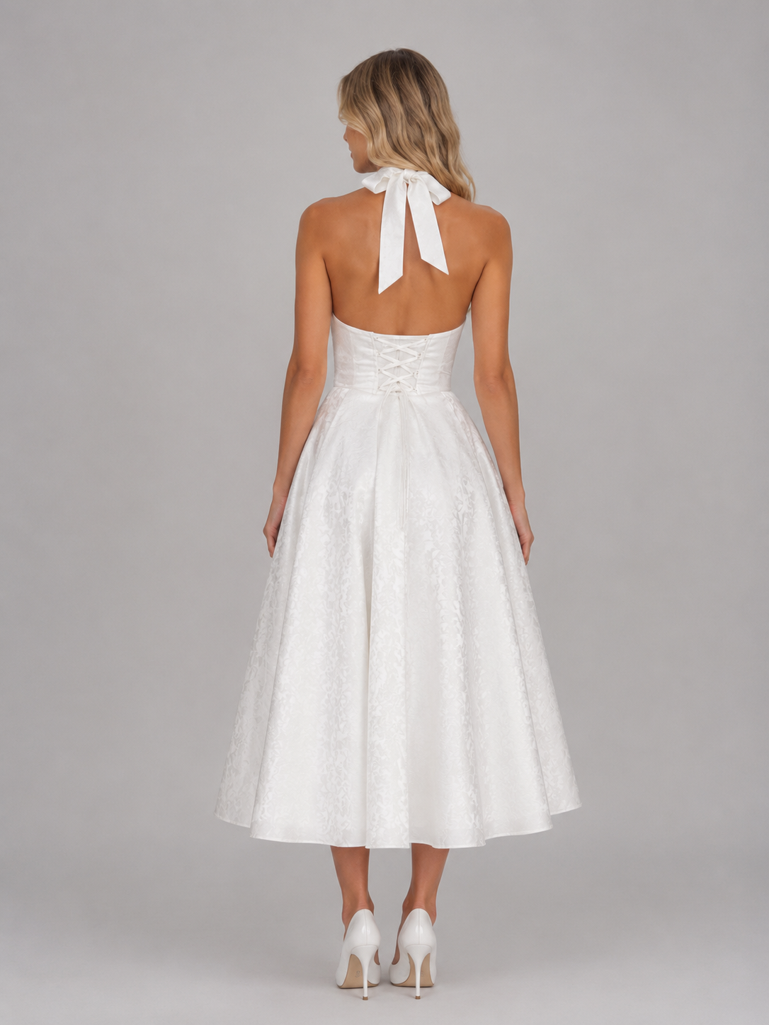 Harper | Jacquard Halter Midi Dress