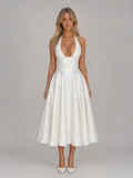 Harper | Jacquard Halter Midi Dress