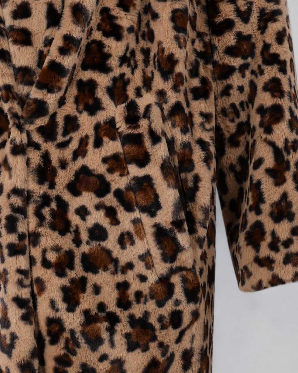 Dahlia | Longline Leopard Print Faux Fur Coat