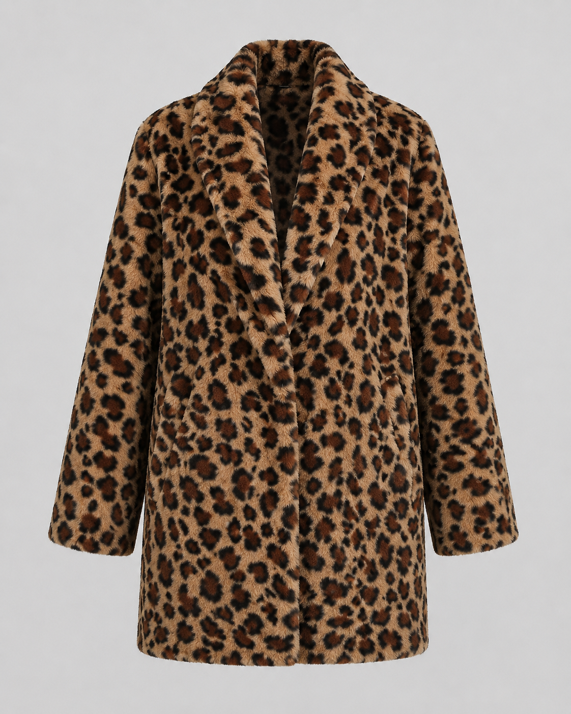 Dahlia | Longline Leopard Print Faux Fur Coat