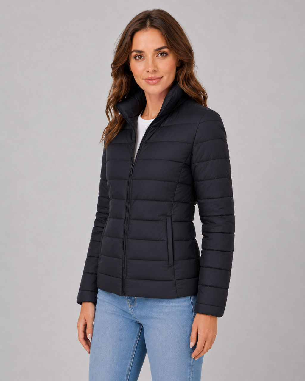 Verity | Lightweight Stand Collar Puffer Jacket
