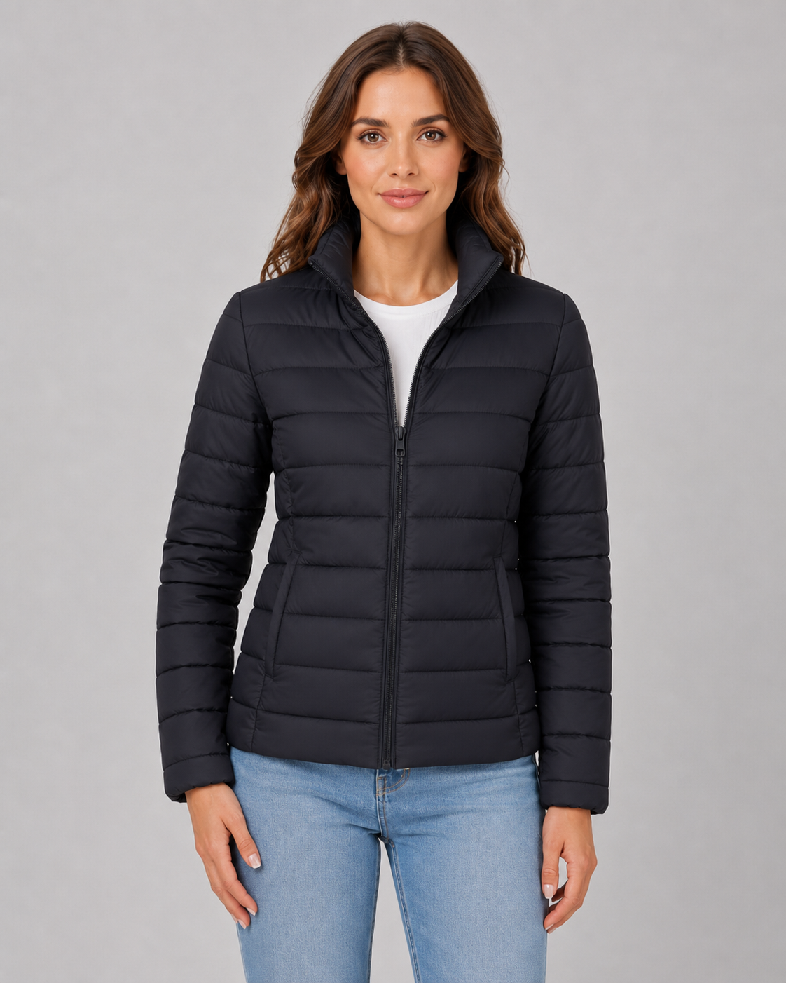 Verity | Lightweight Stand Collar Puffer Jacket