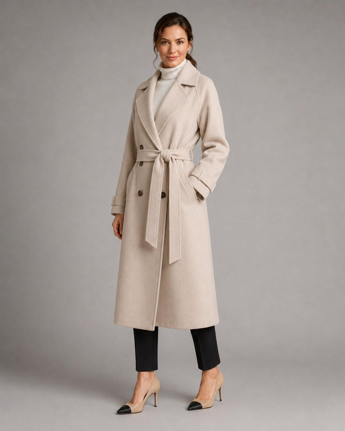 Uma | Double-Breasted Belted Long Coat