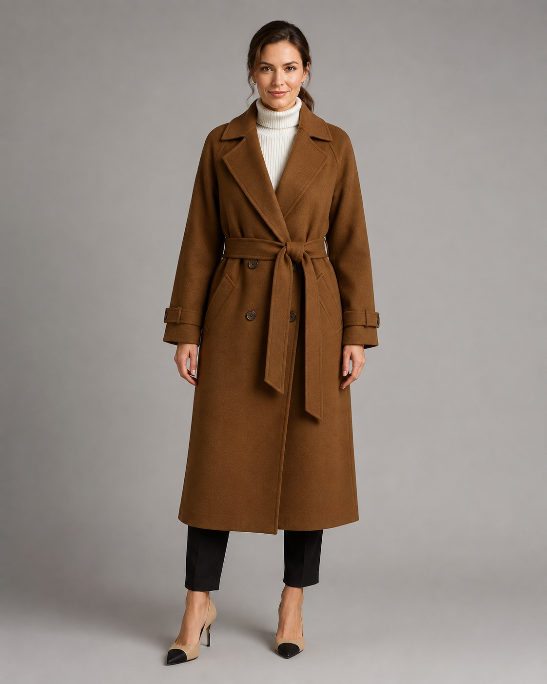Uma | Double-Breasted Belted Long Coat