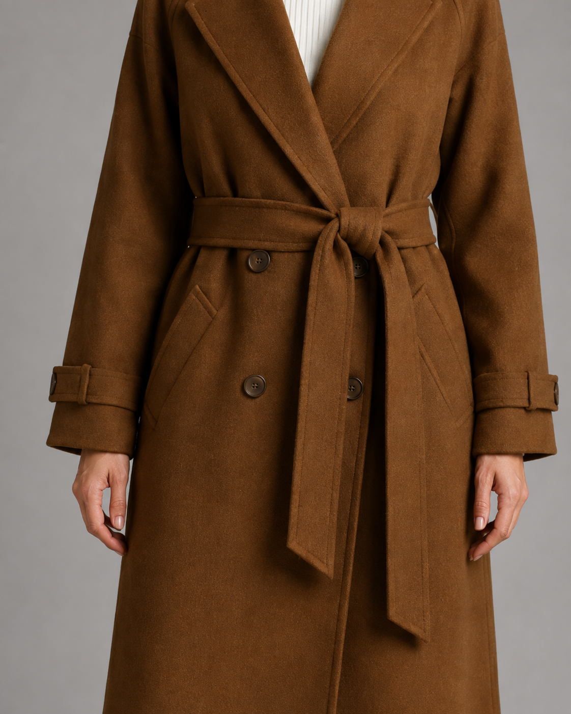 Uma | Double-Breasted Belted Long Coat