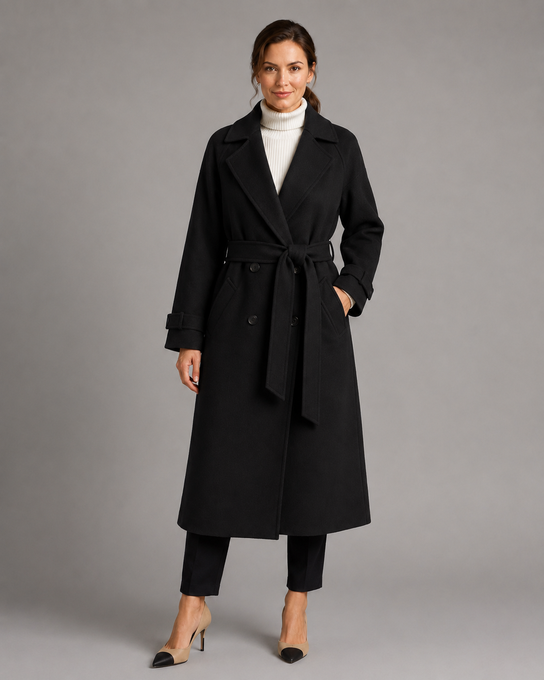 Uma | Double-Breasted Belted Long Coat