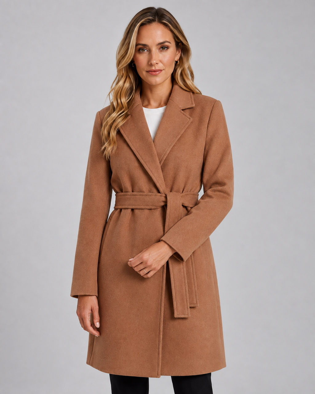 Yasmin | Belted Wrap Coat with Notch Lapel