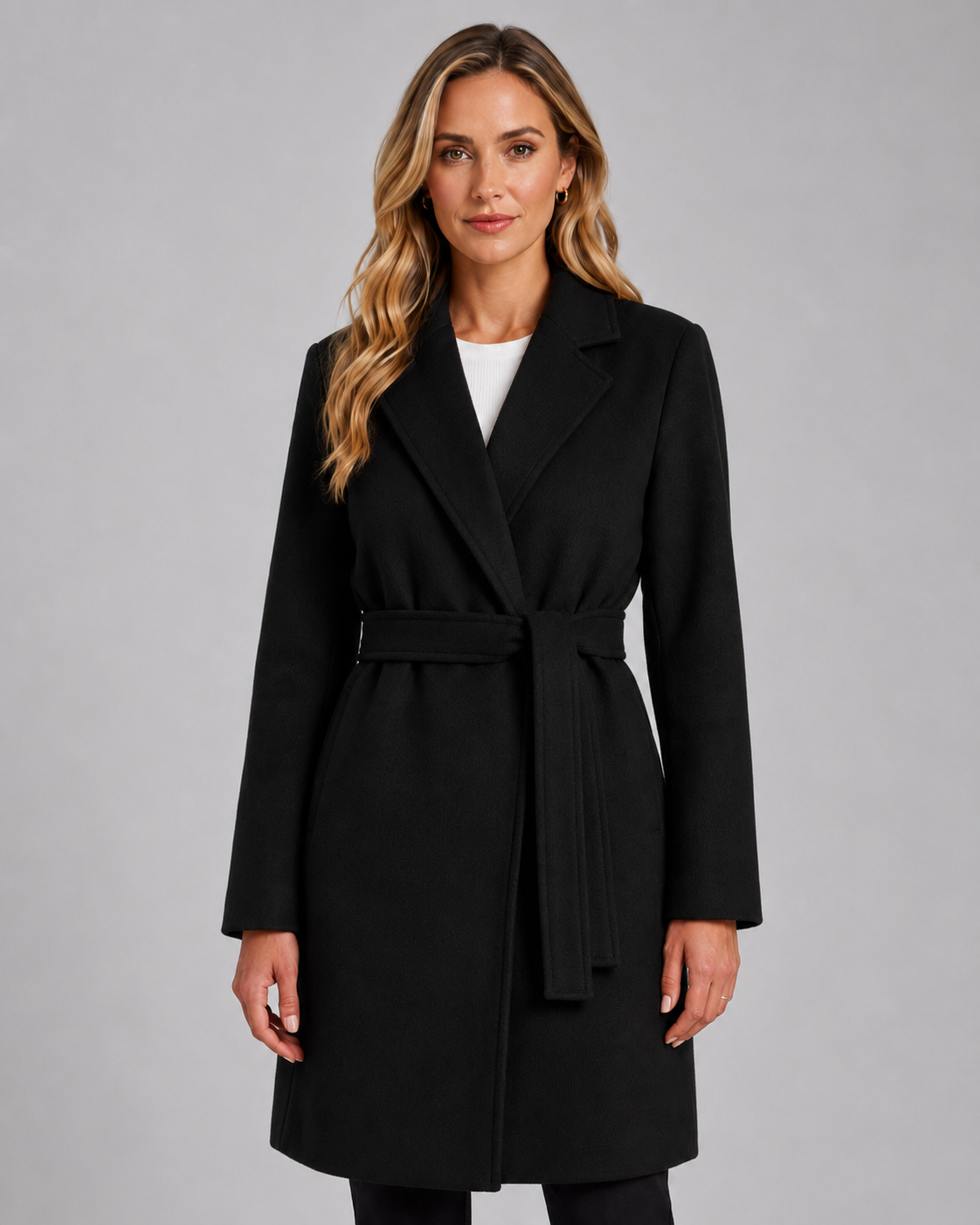 Yasmin | Belted Wrap Coat with Notch Lapel