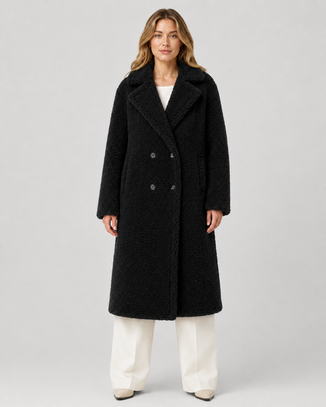 Aveline | Double-Breasted Teddy Coat
