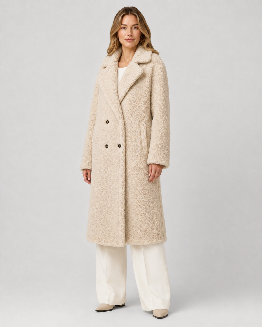 Aveline | Double-Breasted Teddy Coat