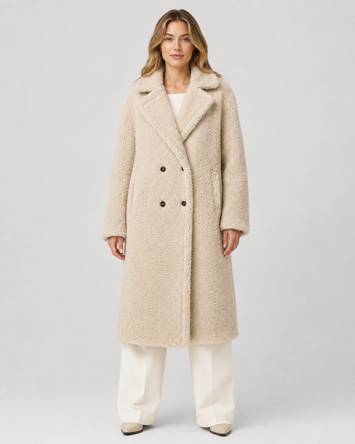 Aveline | Double-Breasted Teddy Coat