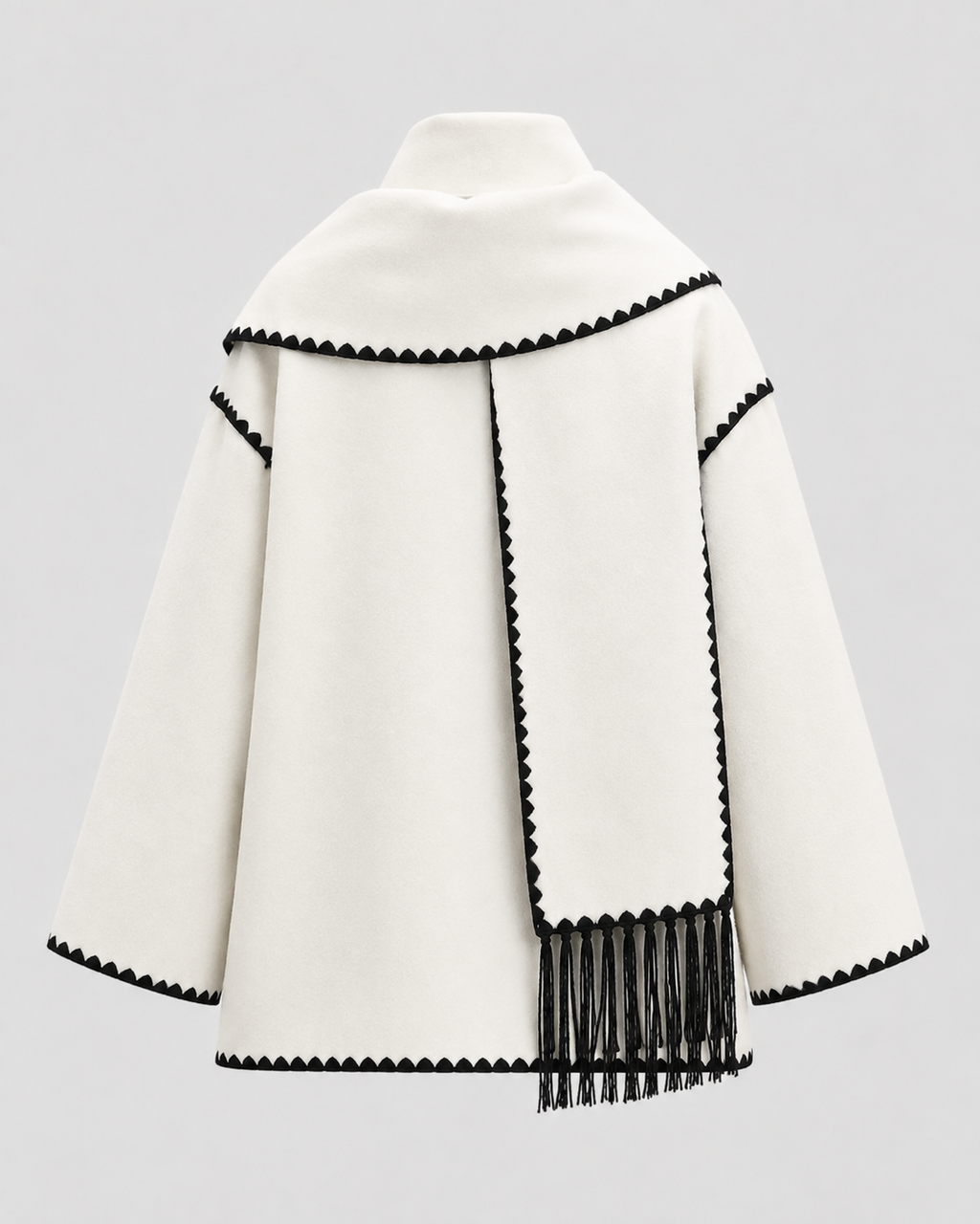 Imani | Oversized Scarf Coat with Fringe Trim