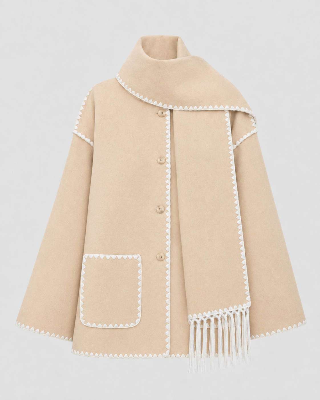 Imani | Oversized Scarf Coat with Fringe Trim