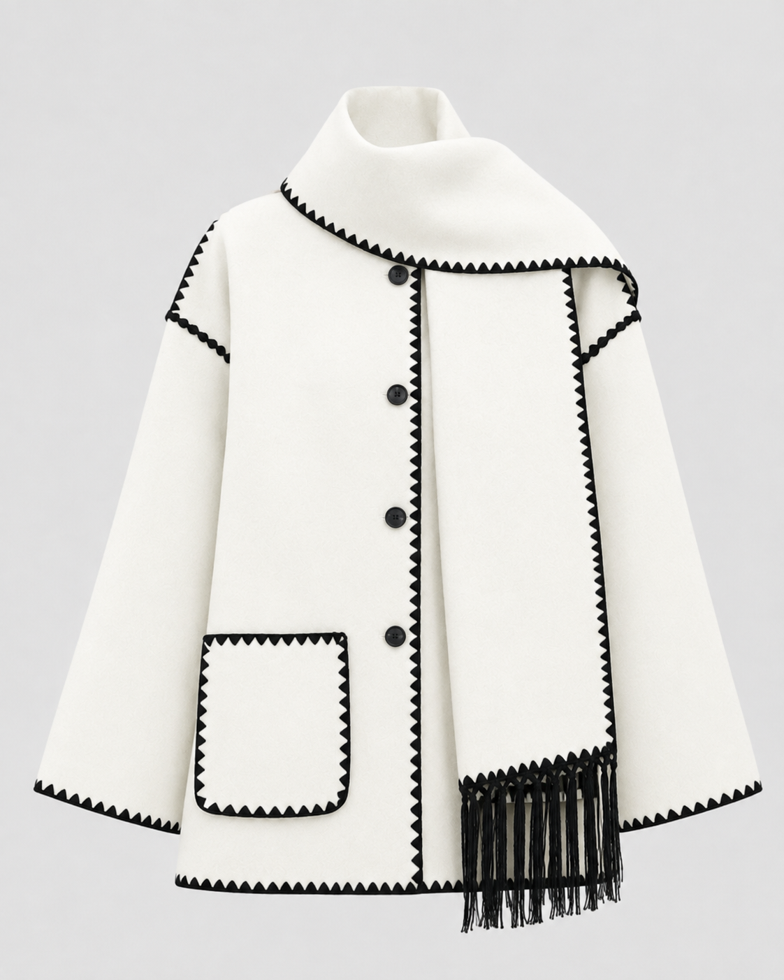 Imani | Oversized Scarf Coat with Fringe Trim