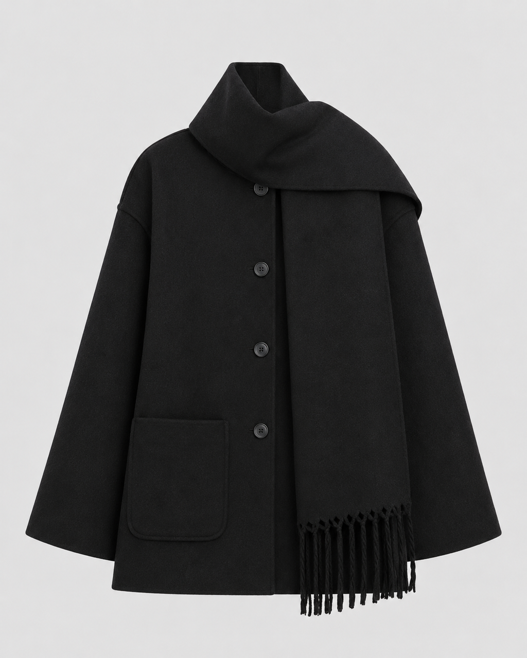Imani | Oversized Scarf Coat with Fringe Trim