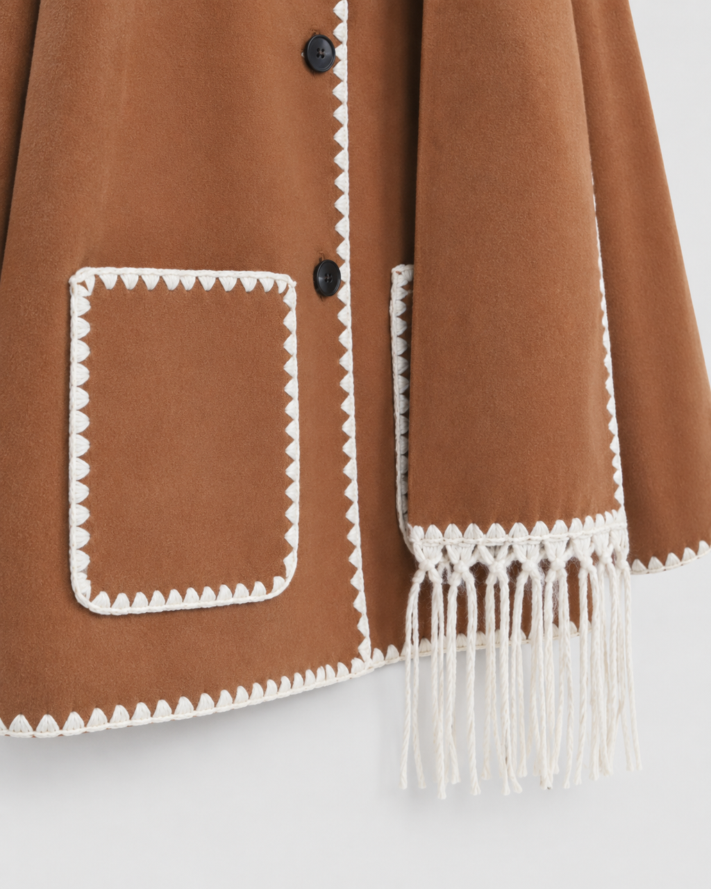 Imani | Oversized Scarf Coat with Fringe Trim