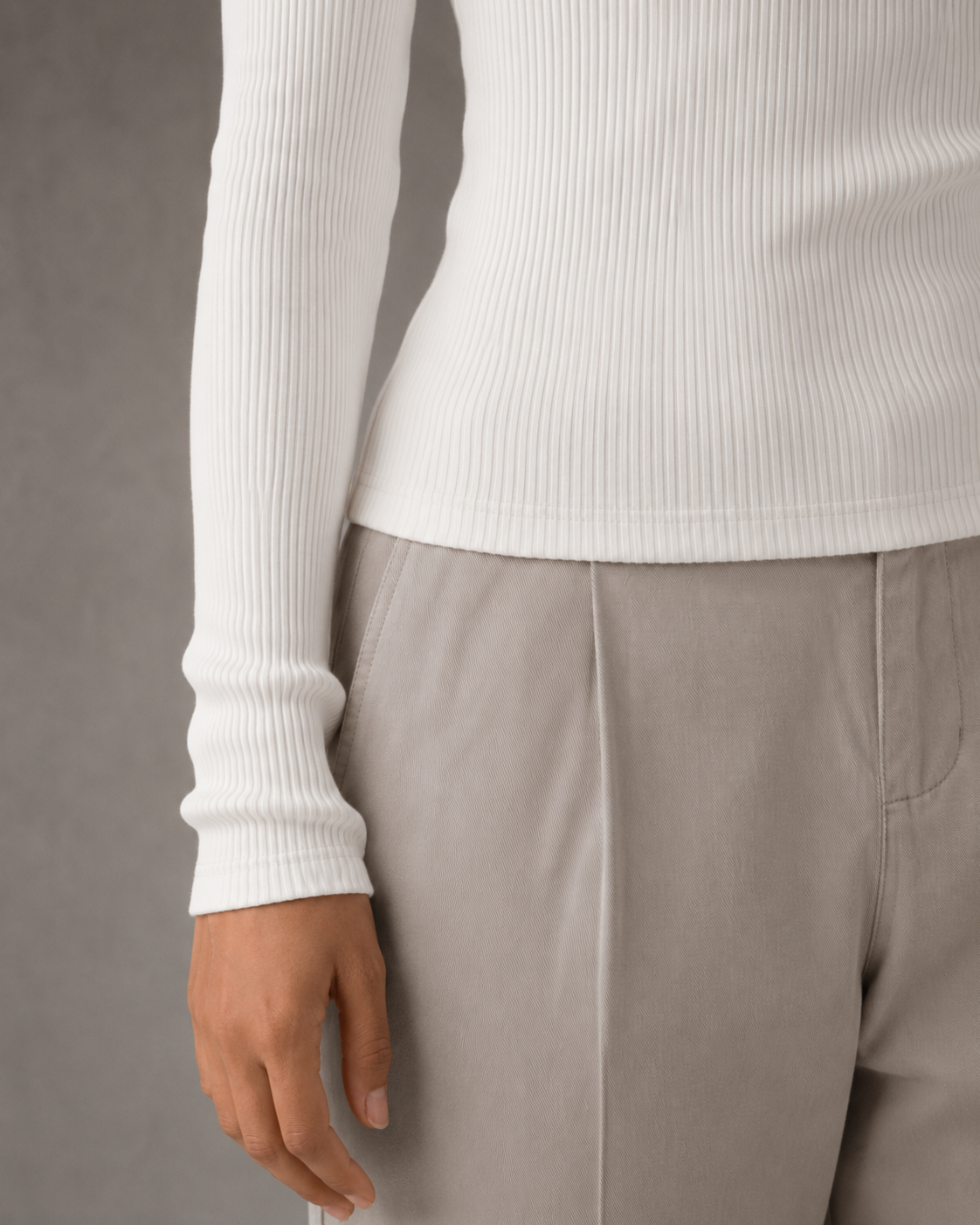 Beatrice | Ribbed Henley Long Sleeve Top