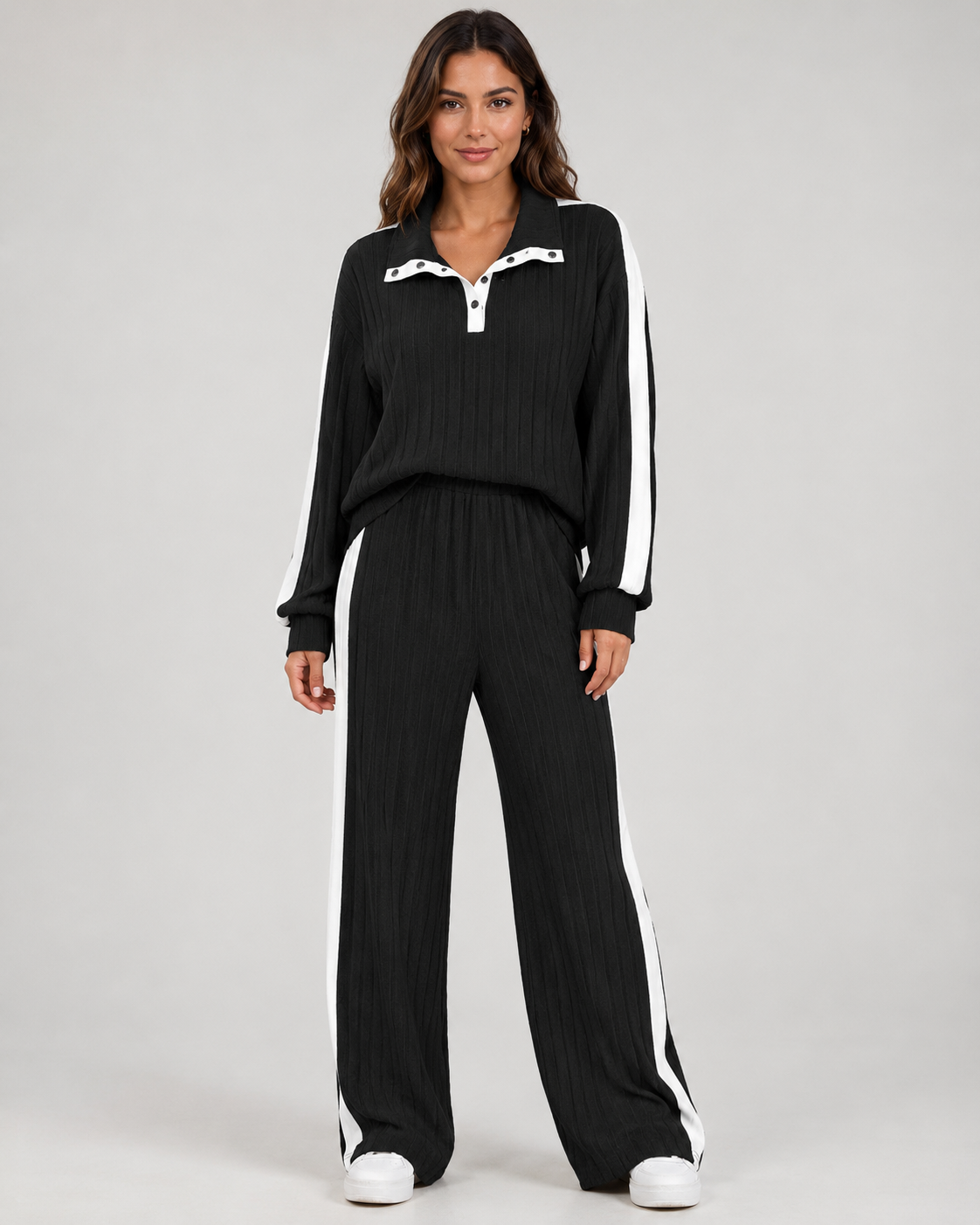 Roisin | Ribbed Polo Collar Co-Ord Set