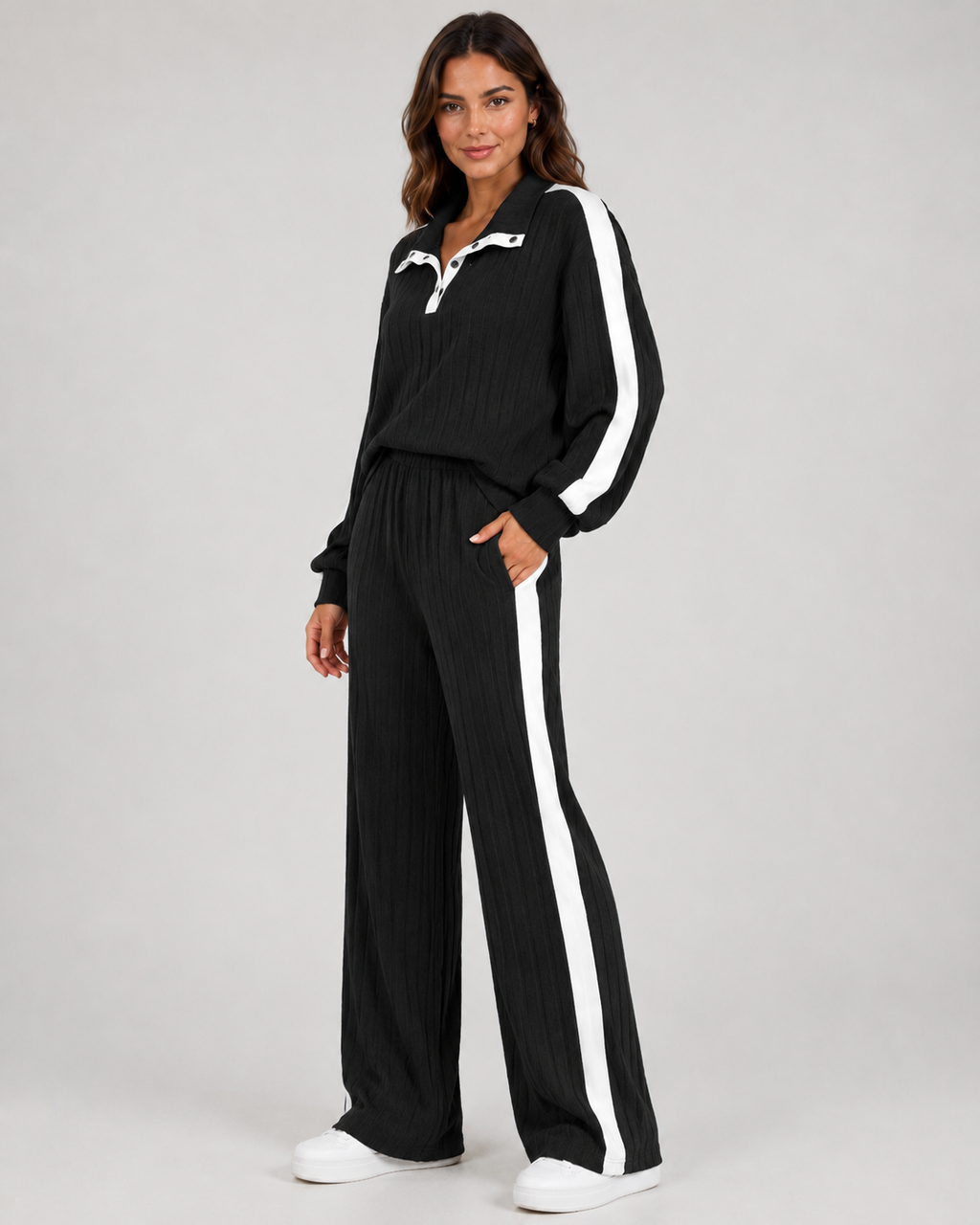 Roisin | Ribbed Polo Collar Co-Ord Set