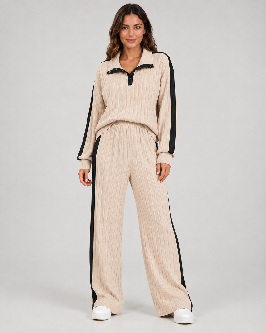 Roisin | Ribbed Polo Collar Co-Ord Set