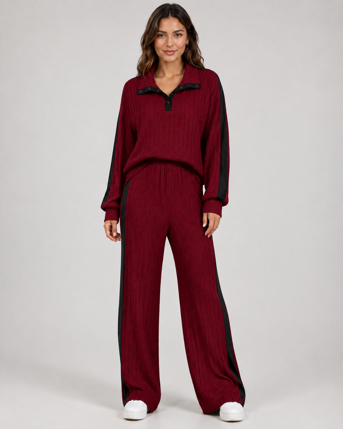 Roisin | Ribbed Polo Collar Co-Ord Set