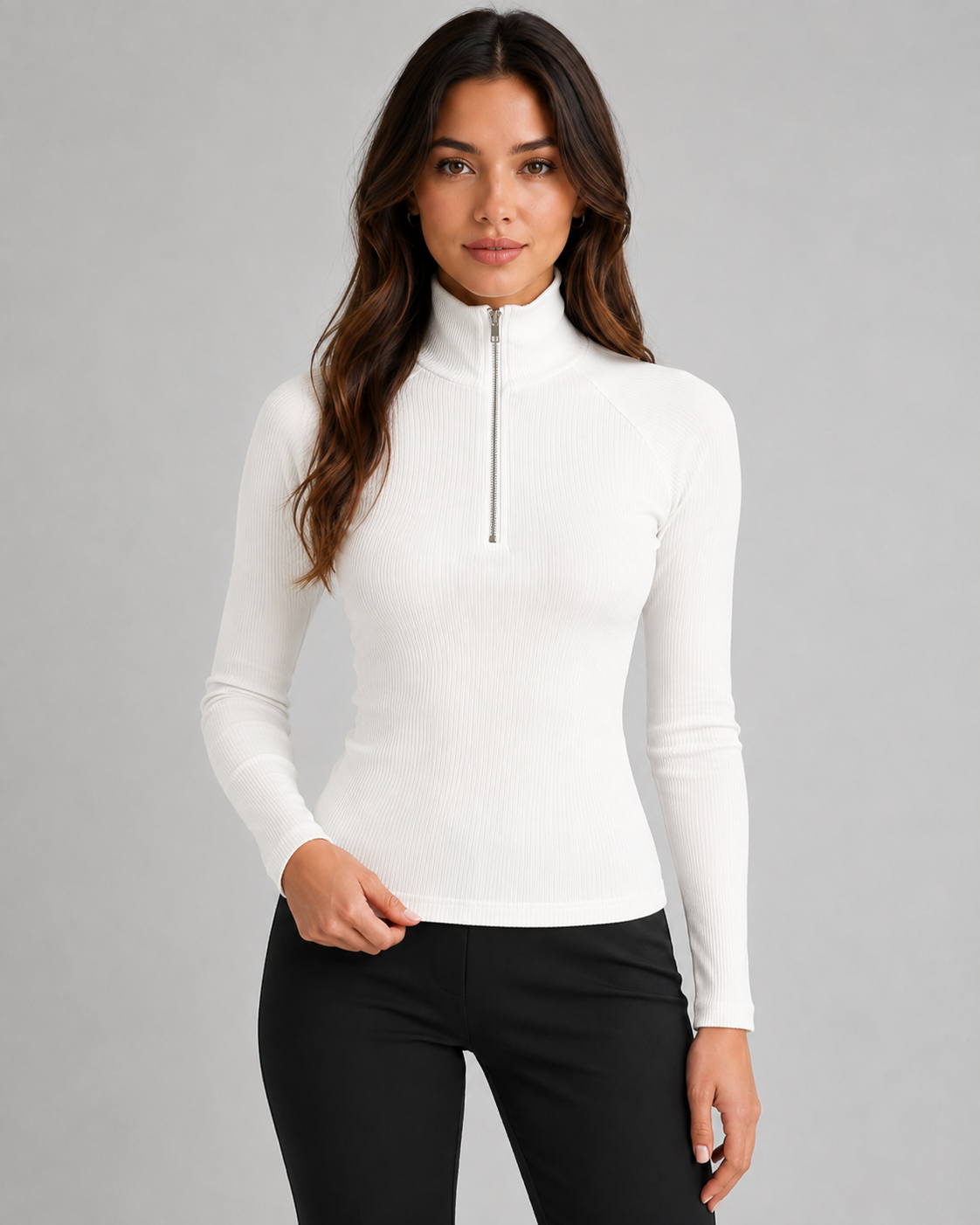 Esperanza | Ribbed Quarter-Zip Sweater