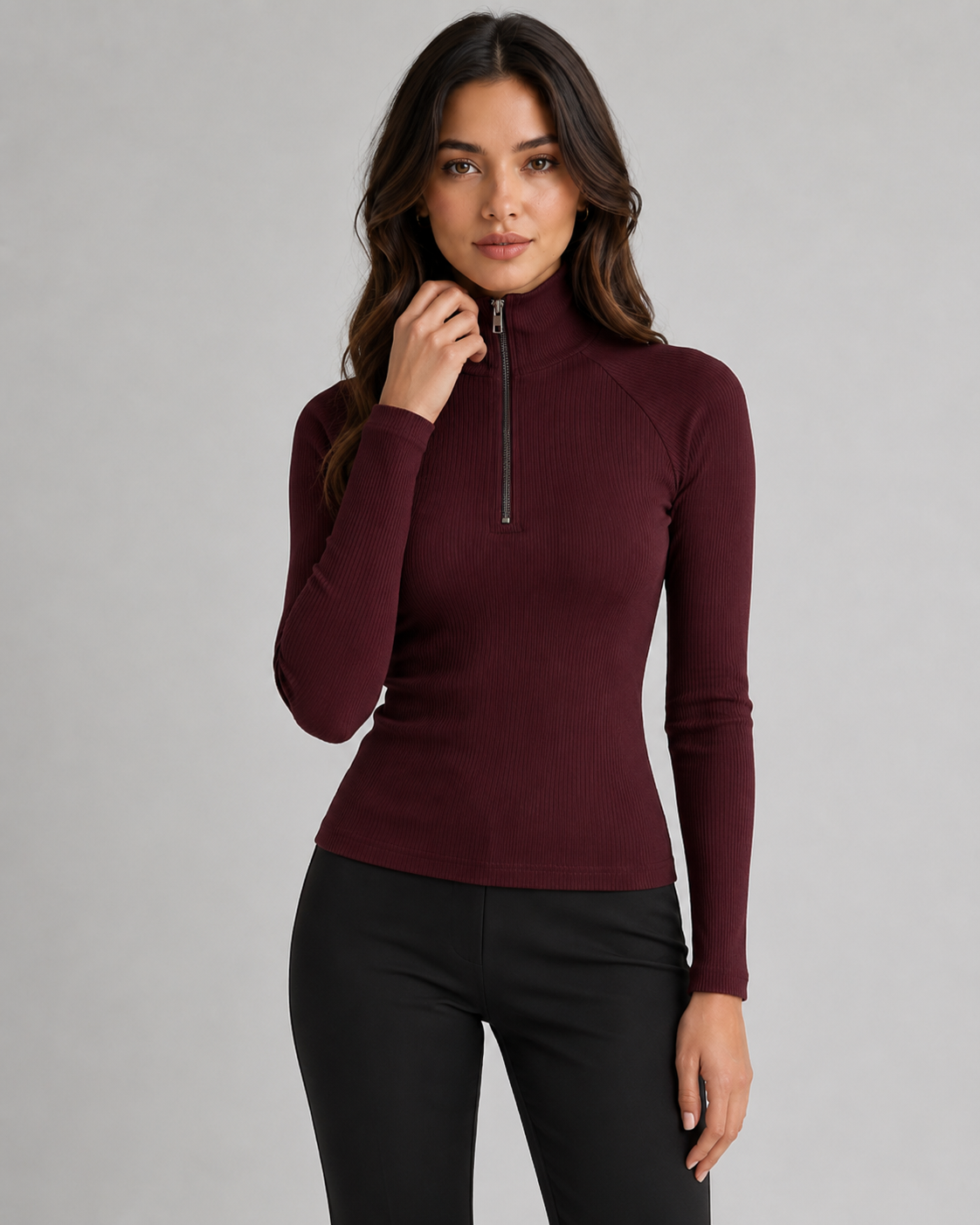 Esperanza | Ribbed Quarter-Zip Sweater