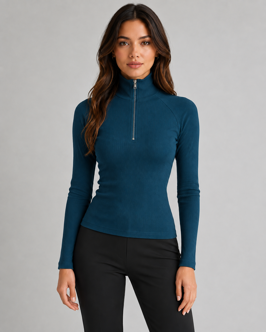 Esperanza | Ribbed Quarter-Zip Sweater