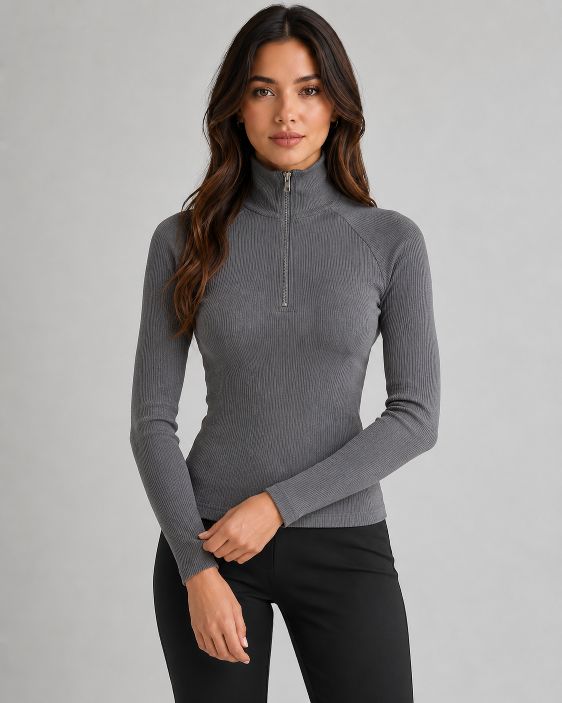 Esperanza | Ribbed Quarter-Zip Sweater