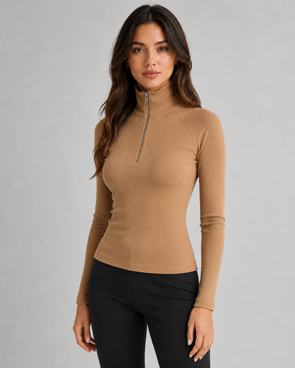 Esperanza | Ribbed Quarter-Zip Sweater